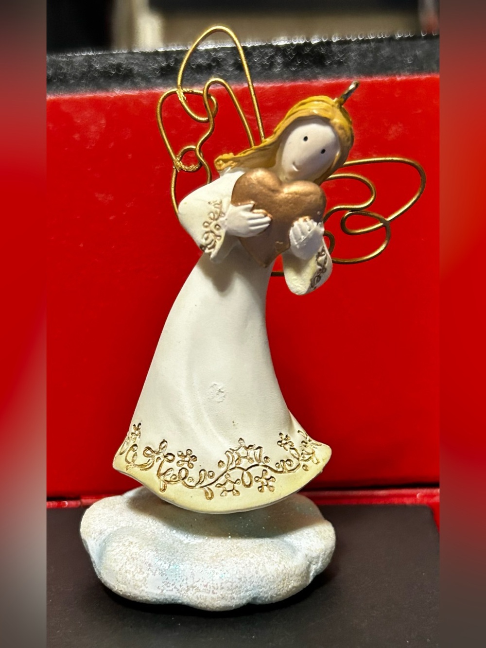 Gold-Accent Angel Figurine Holding Heart
